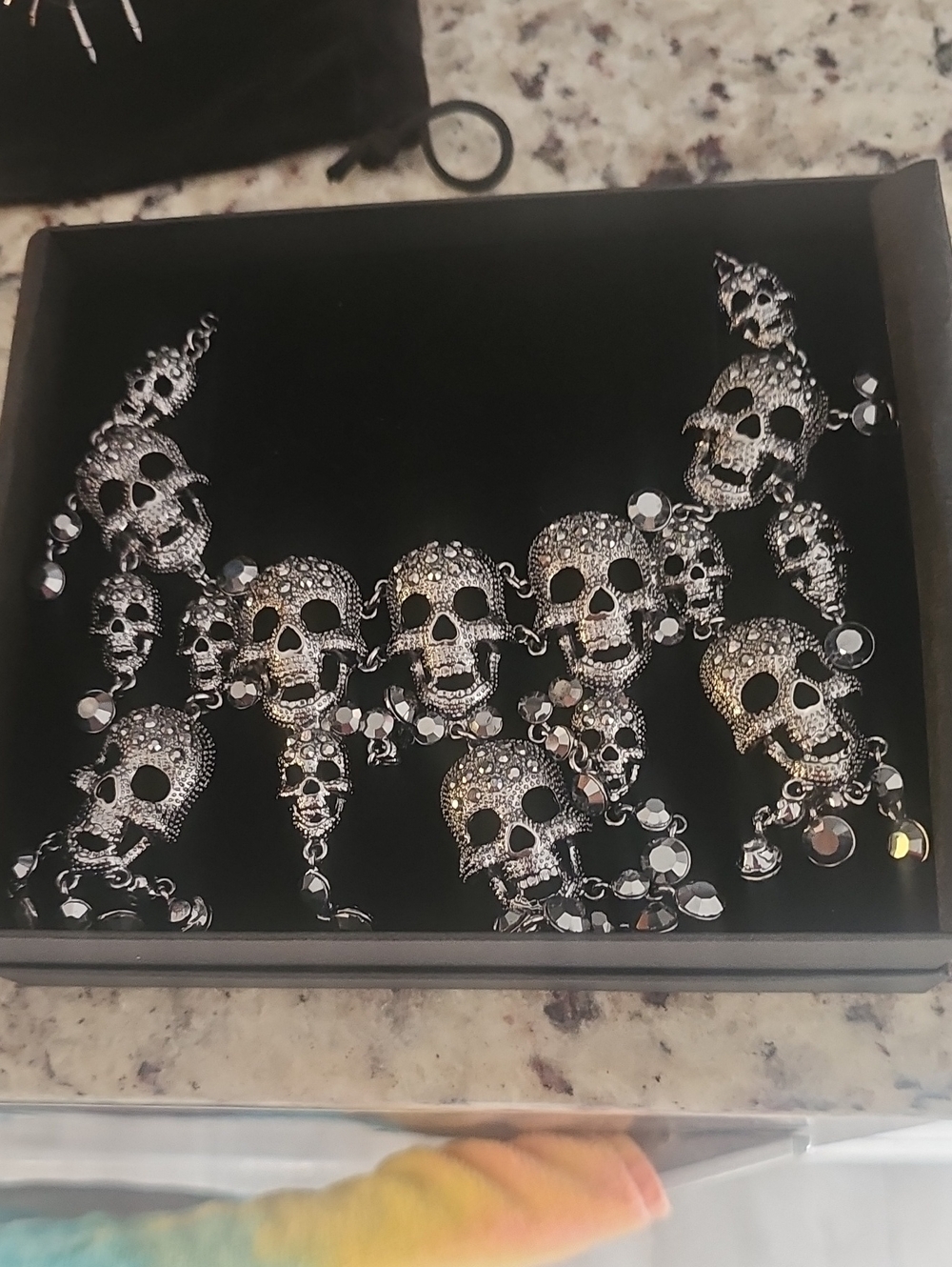 Natasha Couture Silver Crystal Skull Necklace